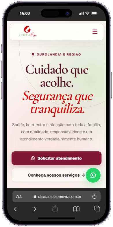 Projeto Primviz 03 exibido em mockup de celular