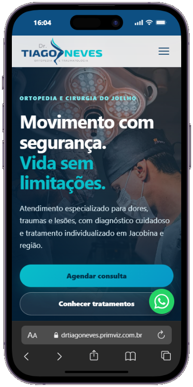 Projeto Primviz 05 exibido em mockup de celular