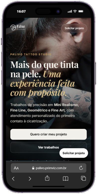 Projeto Primviz 08 exibido em mockup de celular